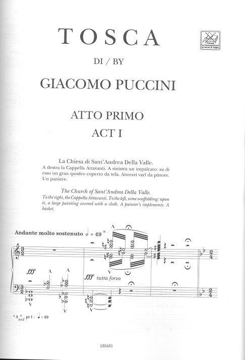 Tosca - Opera Vocal Score - Vocal Score